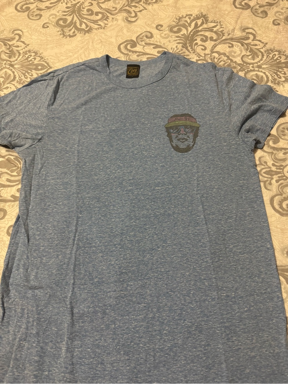 Obey Men's Heather Blue Short-Sleeve Graphic Tee